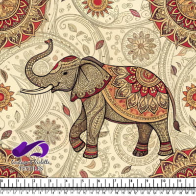 Éléphant orné de motifs complexes avec des designs de mandala