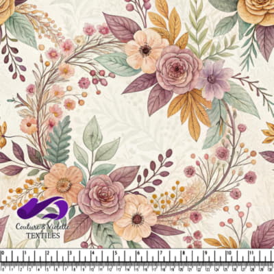 Motif floral d'automne avec de douces roses et des feuilles