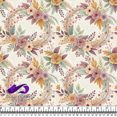 Motif floral d'automne avec de douces roses et des feuilles