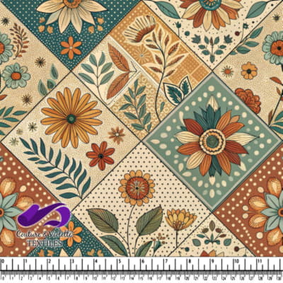 Vintage floral patchwork pattern with autumn colors