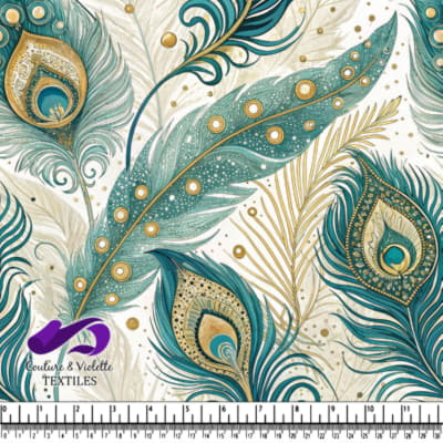 Teal and gold ornate peacock feather