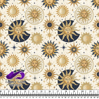 Vintage celestial sun pattern with stars and cosmic elements