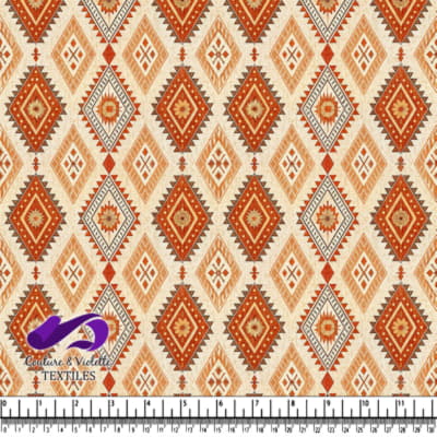 Geometric Southwestern diamond pattern in orange and brown