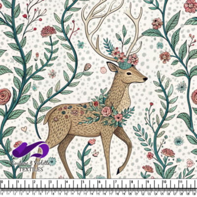 Motif floral avec un cerf