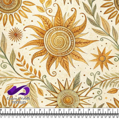 Motif botanique vintage avec des tournesols stylisés