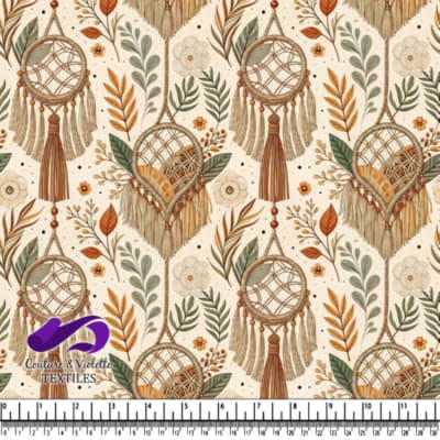 Motif de capteurs de rêves bohèmes et feuilles d'automne