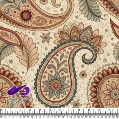 Motif vintage en paisley et floral aux tons terreux