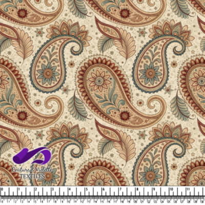 Motif vintage en paisley et floral aux tons terreux