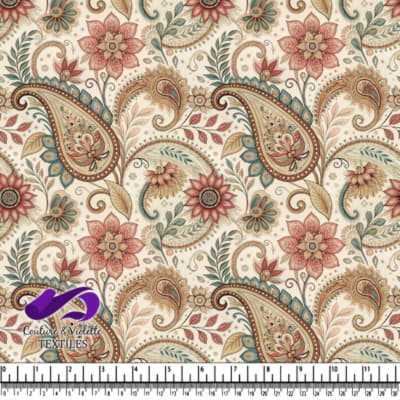 Vintage paisley and floral pattern in muted earth tones