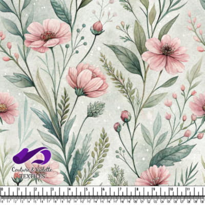 Fleurs roses délicates et feuillage vert