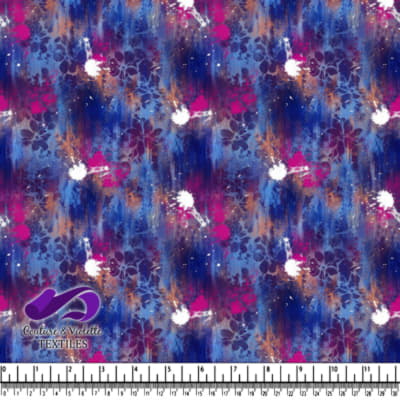 Abstract pattern with blue purple pink and white paint splashes