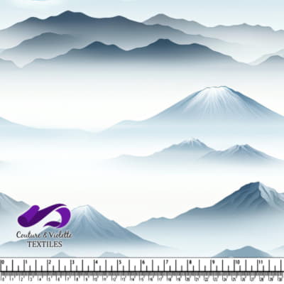 Misty Mountain Landscape with Layered Peaks and Foggy Valleys