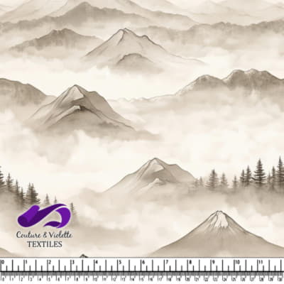 Paysage Mystique des Montagnes Brumeuses avec Pins