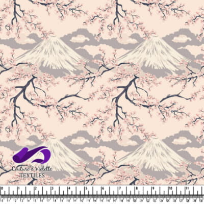 Mont Fuji encadré par des branches de cerisier au printemps