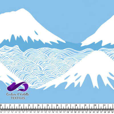 Motif de Vagues Montagnardes Bleu et Blanc