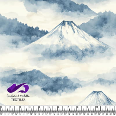 Serene Mountain Landscape in Misty Watercolor Style