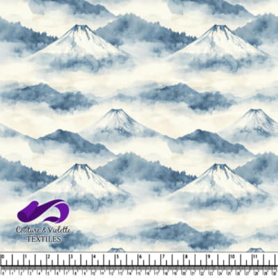 Serene Mountain Landscape in Misty Watercolor Style