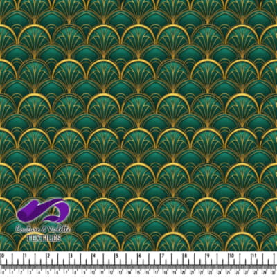 Art Deco Style Green and Gold Vintage Pattern