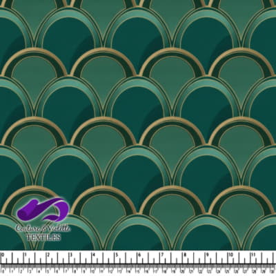 Écailles Art Déco Vert Émeraude et Doré