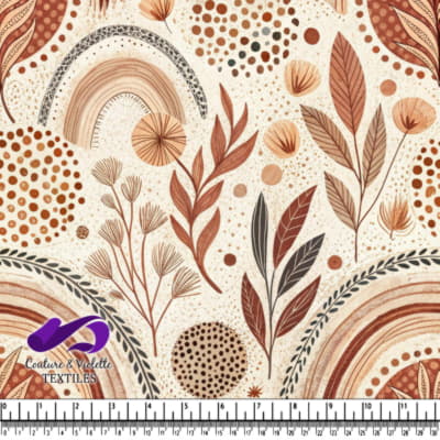 Motif Bohème de Feuilles et Arc-en-ciel aux Tons Terrestres