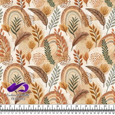 Motif Abstrait de Feuilles et Arc-en-Ciel au Style Bohème