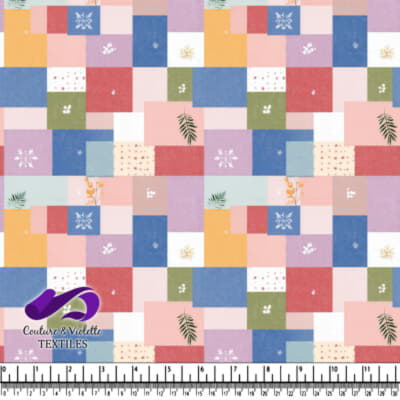 Motif de Couverture Patchwork Coloré avec Détails Floraux