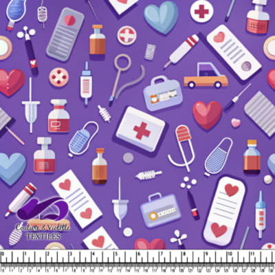Medical and Healthcare Icons on Purple Background