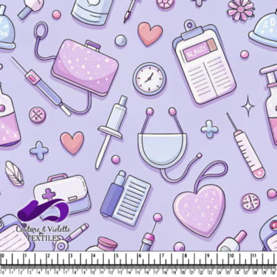 Cute Pastel Medical Pattern with Syringes and Hearts