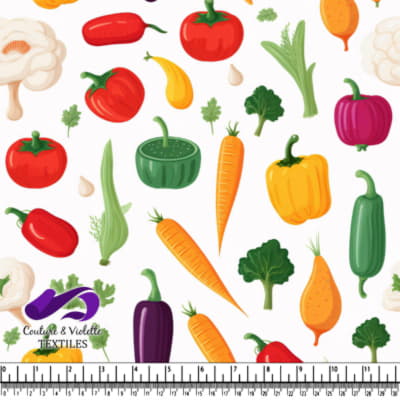 Motif de Légumes Colorés sur Fond Blanc