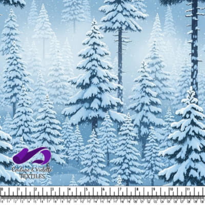 Forêt de conifères enneigée dans un pays des merveilles d'hiver