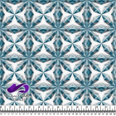 Geometric Blue and White Star Pattern Textile Design