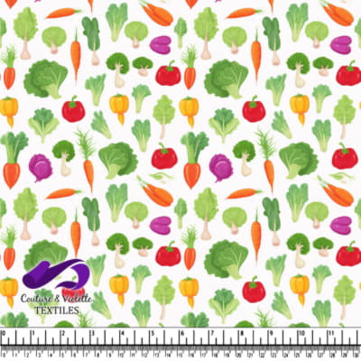 Motif Coloré de Légumes Frais avec Carottes, Poivrons et Feuilles