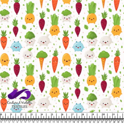 Motif de Légumes de Dessin Animé Adorables avec des Visages Sourire