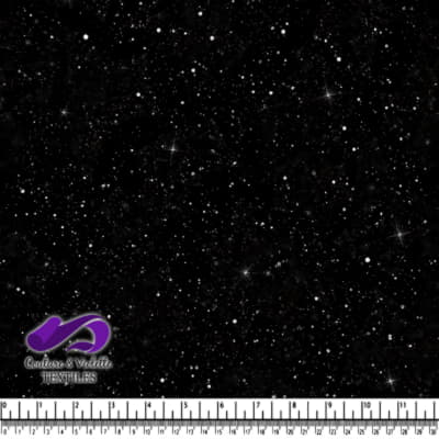 Tissu à Motif Nuit Étoilée Noire