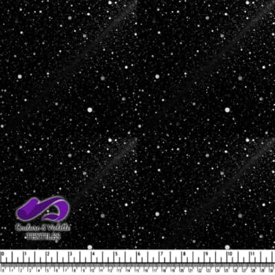 Tissu Noir avec Motif de Points Étoilés Blancs