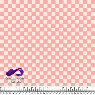 Soft Pink and White Checkerboard Pattern Fabric Design