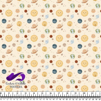 Cute Cartoon Solar System Pattern on Light Background