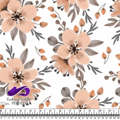 Soft Peach Floral Pattern on White Background