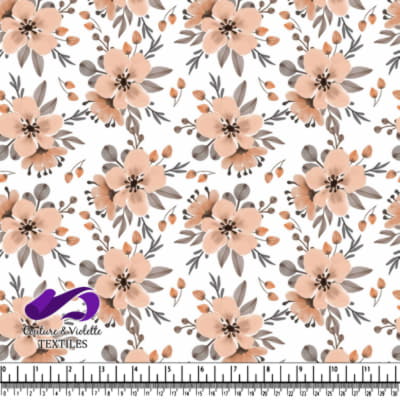 Soft Peach Floral Pattern on White Background