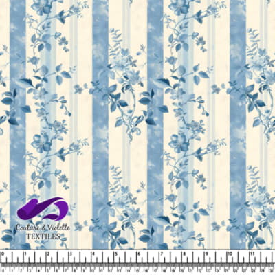 Rayure vintage florale bleue