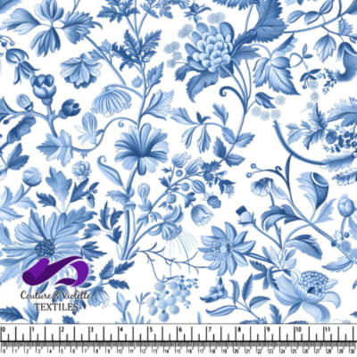 Motif floral bleu et blanc