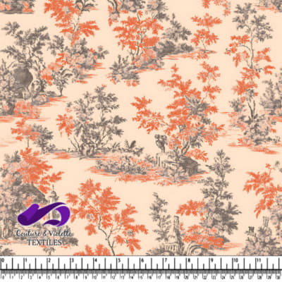 Motif Toile Scénique Vintage Orange et Gris