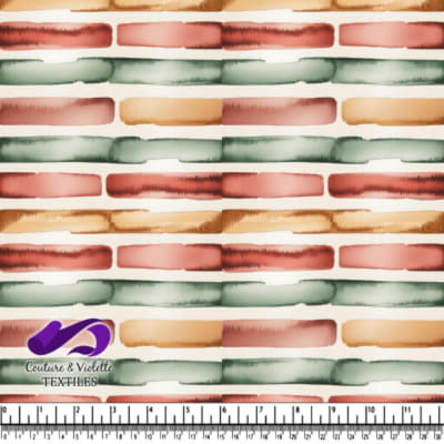 Watercolor Stripes Pattern in Earth Tones on Fabric