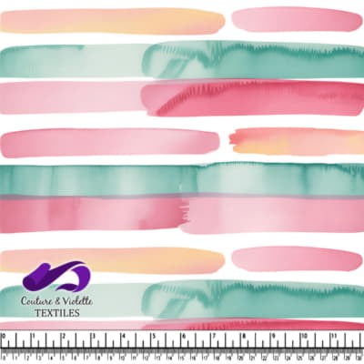 Watercolor Stripes Pattern with Pink Green and Peach Tones