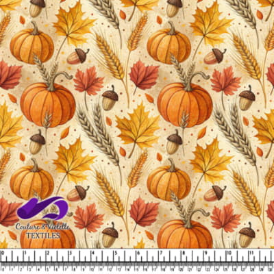 Autumn Harvest Pumpkins and Acorns Pattern