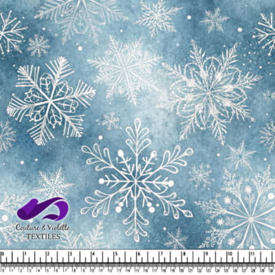 Winter Snowflake Pattern on Blue Background