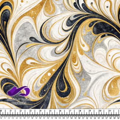 Motif Tourbillon Doré en Marbre