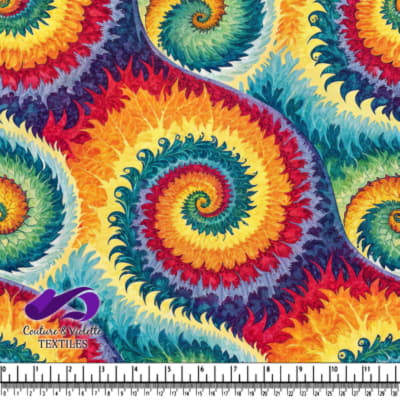 Vibrant Rainbow Spiral Pattern Fabric