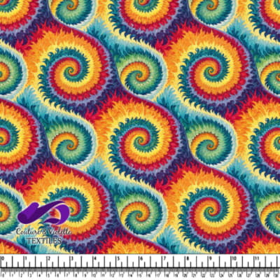 Vibrant Rainbow Spiral Pattern Fabric