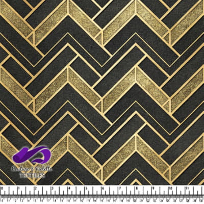 Motif de Chevron Doré sur Fond Noir